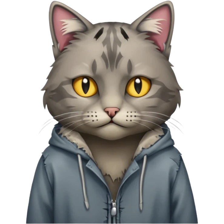 homeless poor cat with torn clothes  emoji