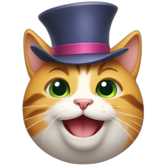 Happy cat with a hat emoji