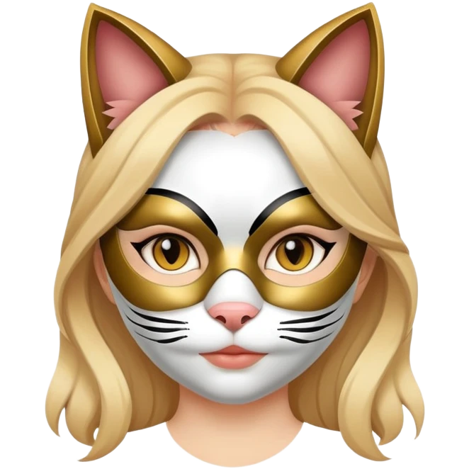 girl wearing cat mask emoji