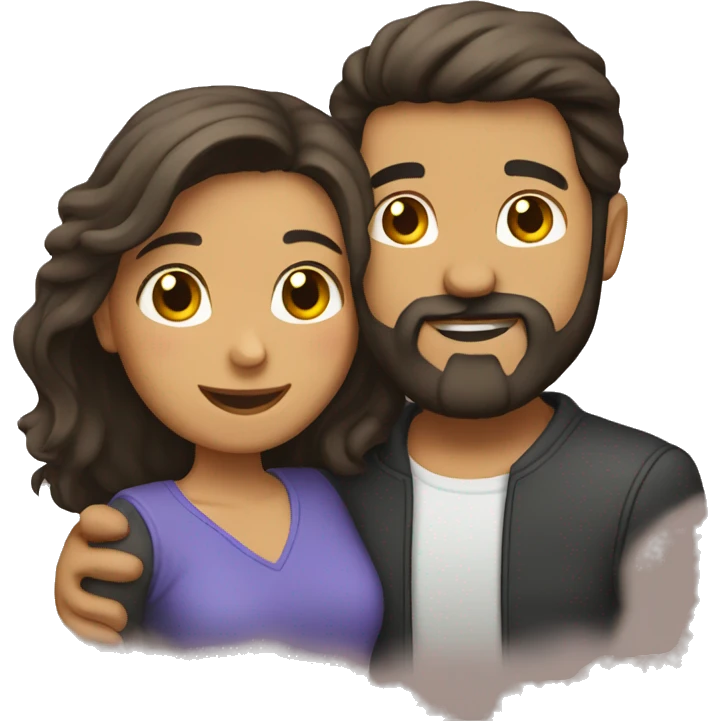 Couple hugging each other, Hispanic male with beard and female emoji