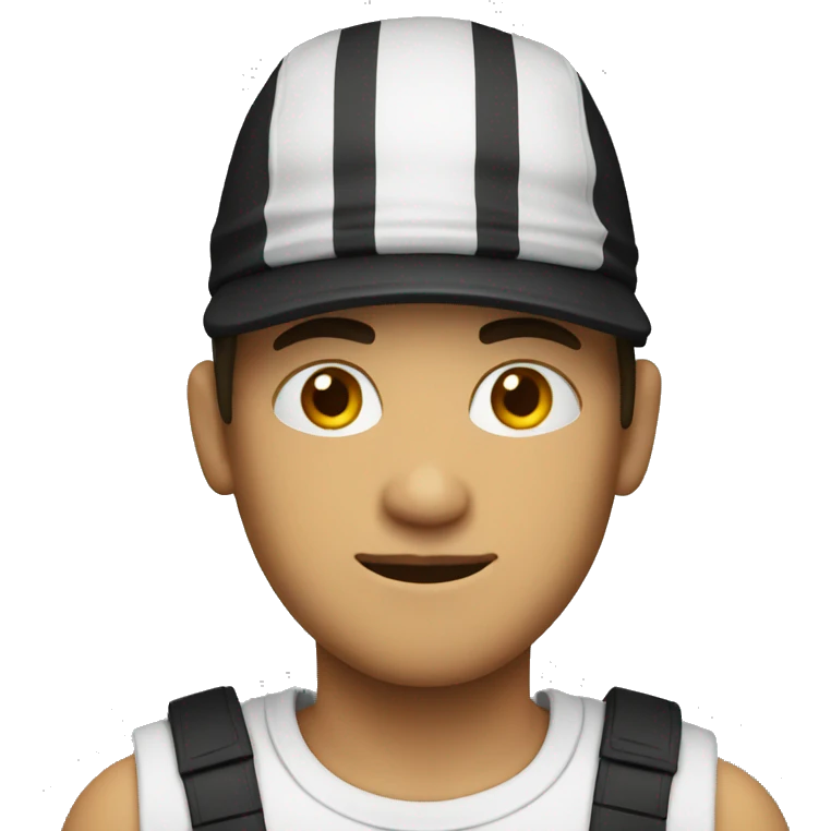 Robber with a black and white strip cap and shirt  emoji