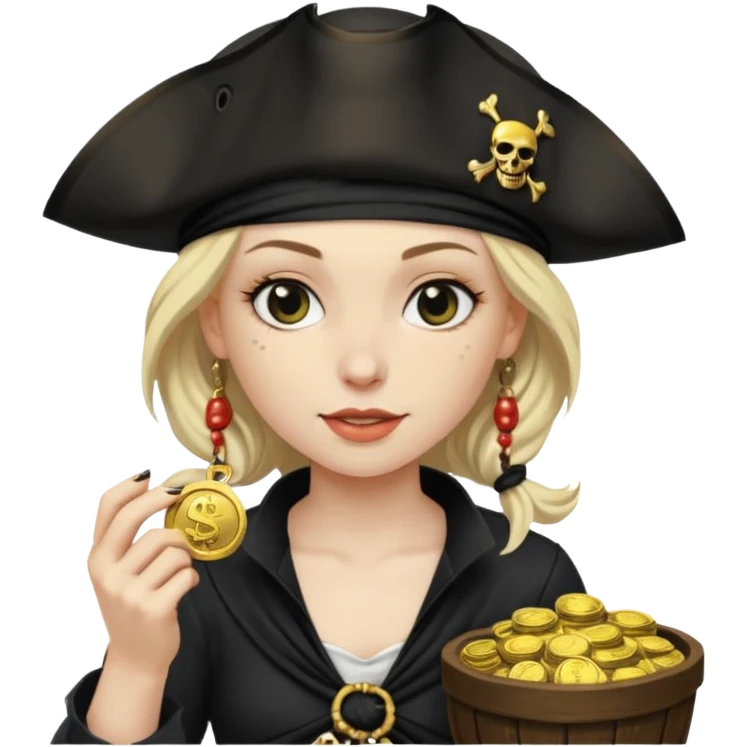 Lady Pirate With holding Coins. emoji