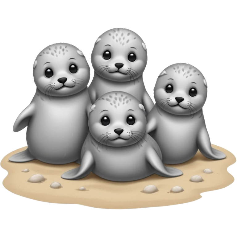 3 bébés phoques à la plage emoji