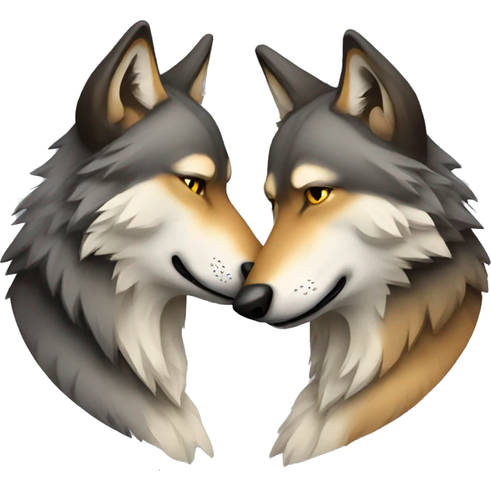 Two wolves kissing emoji