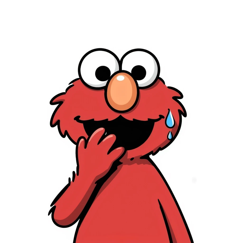 A sad Elmo feeling blue with a tear coming down emoji