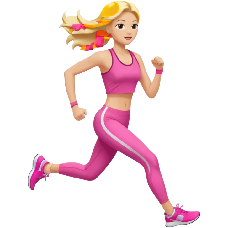 Long blonde hair lady running with pink gym clothes emoji