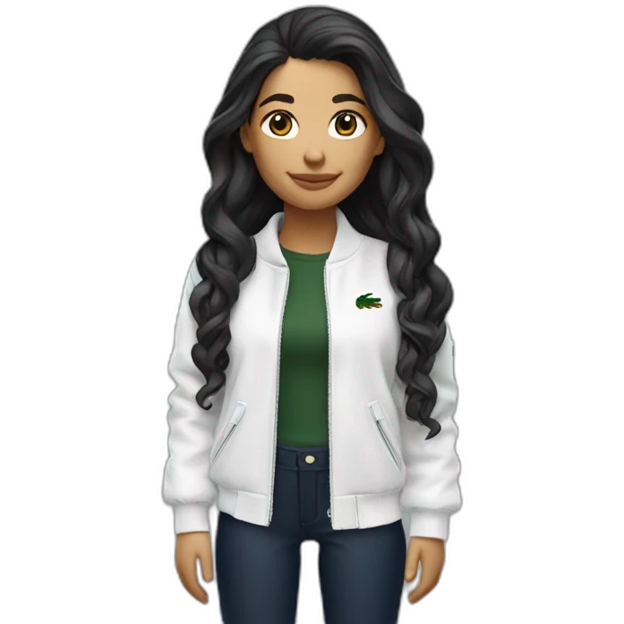 Lacoste bag latin girl with long hair with black lacoste windbreaker emoji
