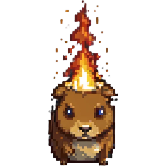 crying capybara, a fire around emoji