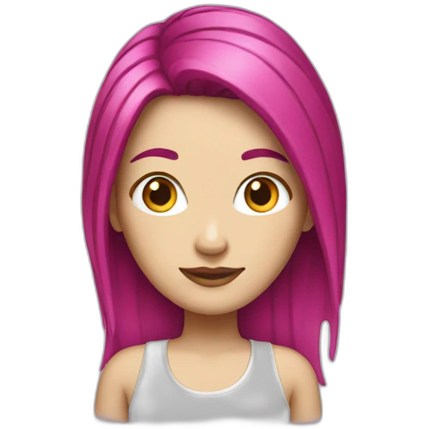 White girl with a magenta hair emoji
