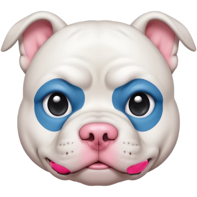 White American bully dog with blue left eye emoji