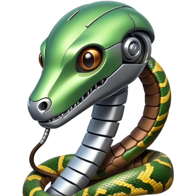 robot with python snake wrapped around its neck  emoji