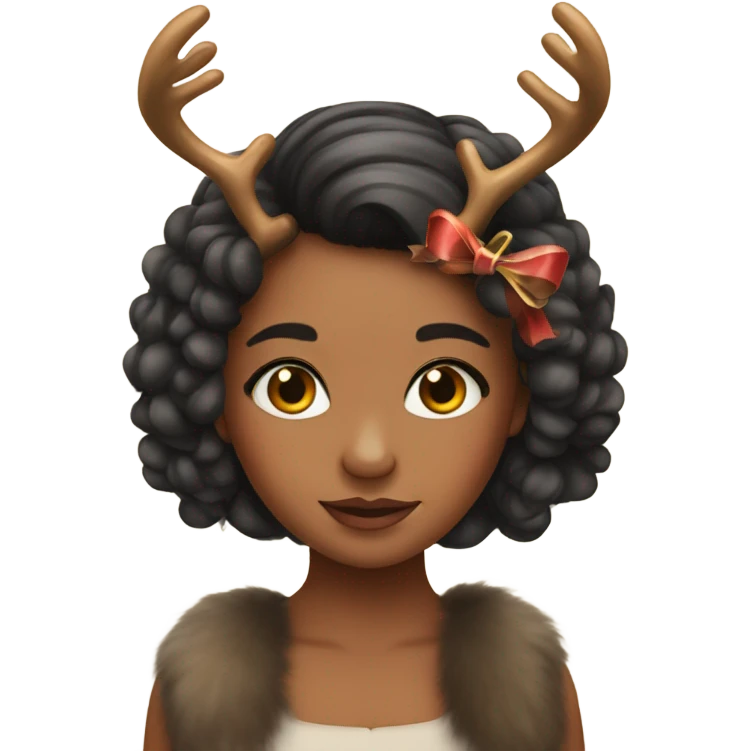 Cute girl reindeer head with a bow emoji