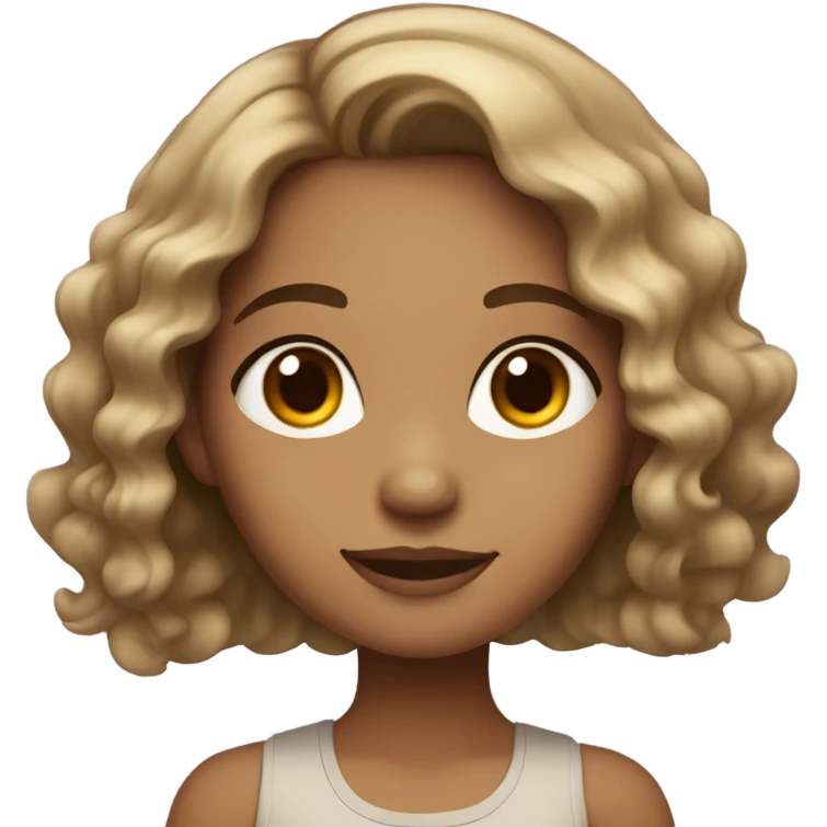 girl with light tan skin and brown wavy hair and brown eyes emoji