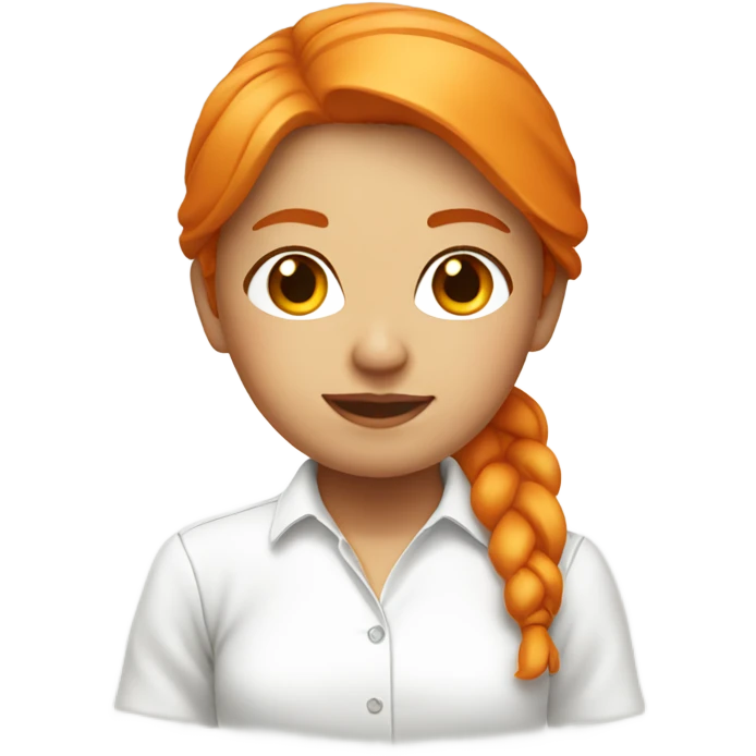 Orange hair girl with white shirt and white blouse emoji