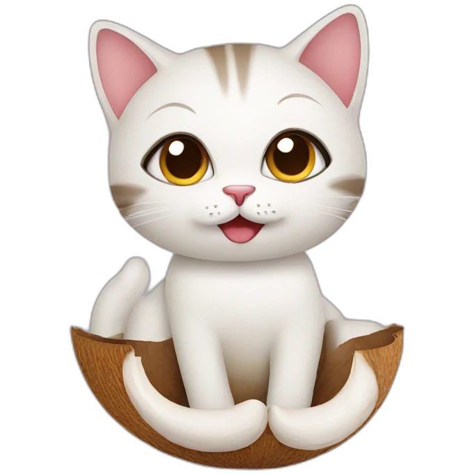 Cat in coconut emoji