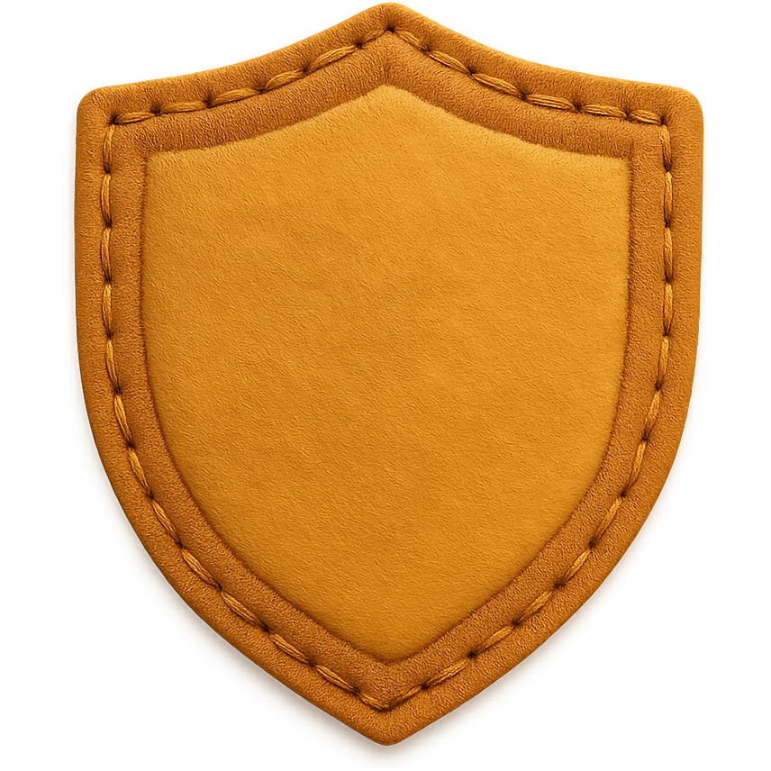 <StylePrompt>
  <Name>Minimal Felt Appliqué Icon</Name>
  <Description>
    A soft, handcrafted felt icon style with lightly padded forms, simple shapes, and clean outlines. Features slightly more visible stitching for tactile charm while maintaining a low-detail aesthetic.
  </Description>
  <VisualProperties>
    <Material>Felt</Material>
    <Texture>Soft, matte surface with subtle fiber detail</Texture>
    <Stitching>
      <Type>Threaded edge stitch</Type>
      <Color>Muted orange or warm brown</Color>
      <Pattern>Evenly spaced running stitch around edges</Pattern>
      <Thickness>Medium (approximately 10% more pronounced than minimal)</Thickness>
      <Contrast>Moderate (stitch color clearly distinct from base felt)</Contrast>
    </Stitching>
    <Padding>Low to moderate—slightly raised but not deeply dimensional</Padding>
    <Edges>Smooth and rounded with clean curves</Edges>
    <ColorPalette>
      <Primary>Warm yellows, oranges, and browns</Primary>
      <Accent>Dark brown for facial features</Accent>
      <Background>Neutral off-white or soft beige</Background>
    </ColorPalette>
  </VisualProperties>
  <FacialFeatures>
    <Eyes>Small round dots</Eyes>
    <Nose>Simple oval or triangle</Nose>
    <Mouth>Minimal curved line or none</Mouth>
    <DetailLevel>Low</DetailLevel>
  </FacialFeatures>
  <Rendering>
    <Lighting>Soft and diffused</Lighting>
    <Shadows>Subtle, barely visible</Shadows>
    <Perspective>Front or side profile, flat angle</Perspective>
  </Rendering>
  <Applicability>
    <SubjectType>Animals, symbols, objects</SubjectType>
    <OutputFormat>Icon, patch, or sticker</OutputFormat>
  </Applicability>
</StylePrompt>

{subject} = shield emoji