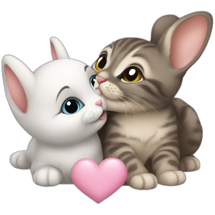 bunny kisses a kitten emoji