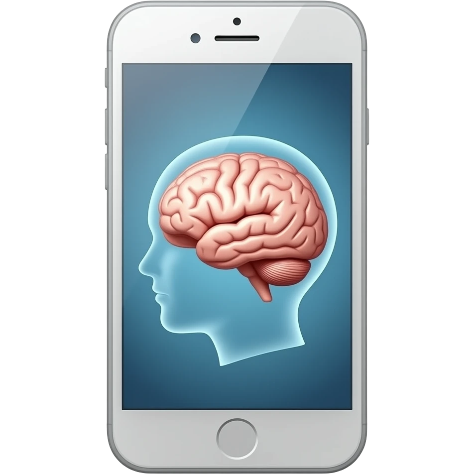 make emoji where there is a smartphone with the brain image. Brain is inside the phone emoji