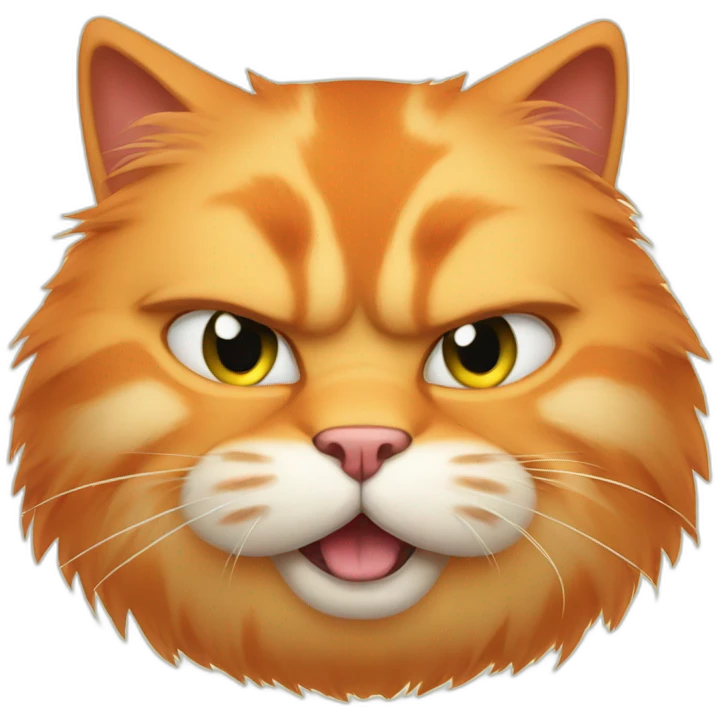 fluffy fat orange cat with angry face emoji
