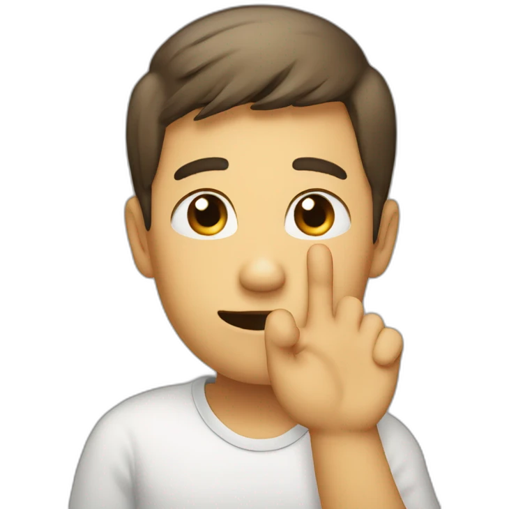 an embarrassed person who touches two fingers together emoji