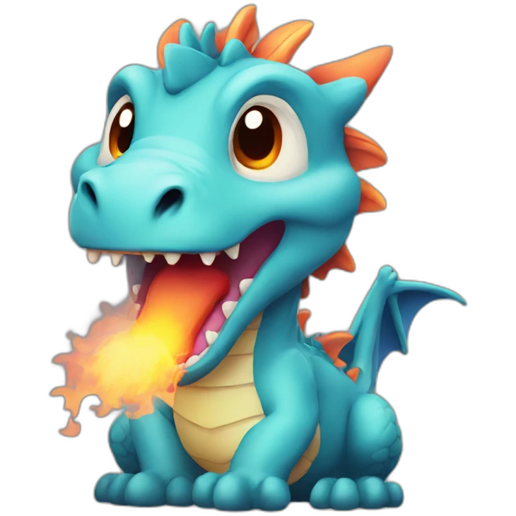 A cute dragon with fire breath emoji