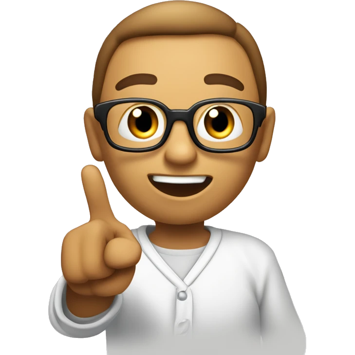 Create an emoji of a person with an enlightened expression, pointing their index finger upward, as if having a ‘Eureka!’ moment. The face shows confidence and energy, symbolizing the realization of an idea. emoji
