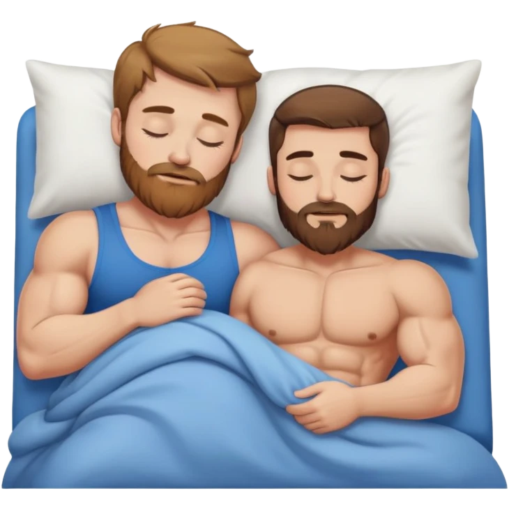 caucasian  light brown hair muscular man with beard sleeping with a Caucasian brunette woman  and woman couple emoji