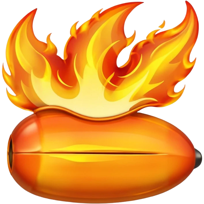 Streak / On Fire Emoji

Glossy 3D emoji of a flaming icon or bullet, glowing orange flames, gold reflections. emoji