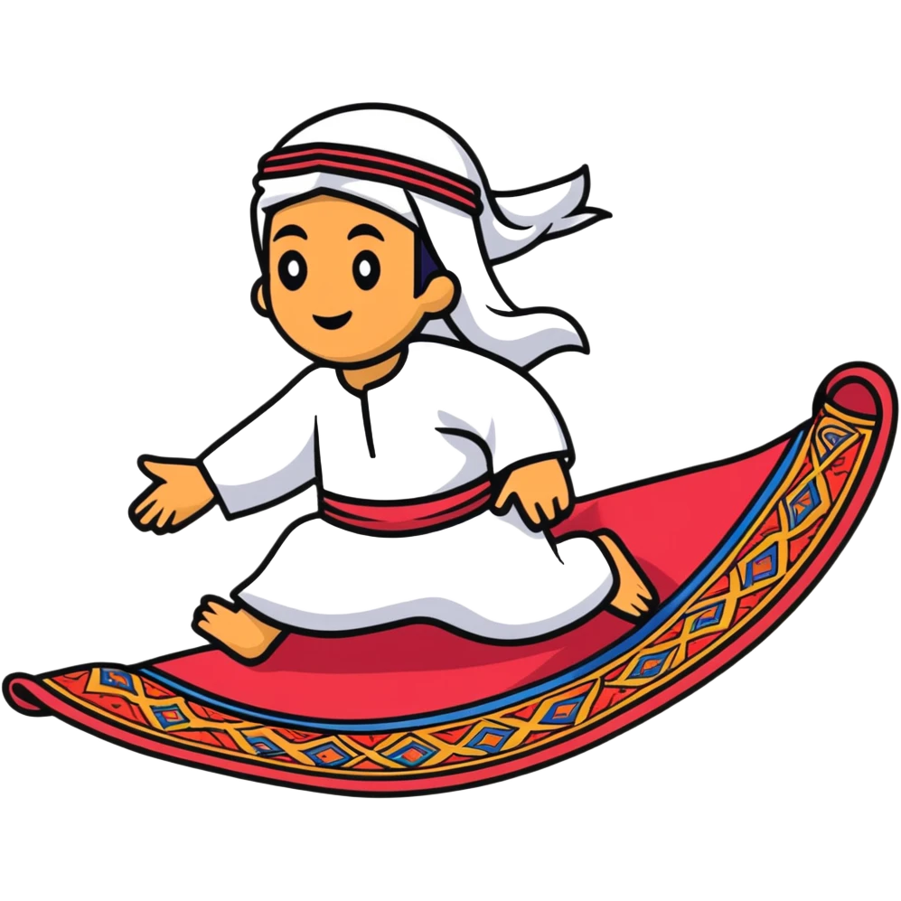 personnage arabe sur un tapis volant emoji