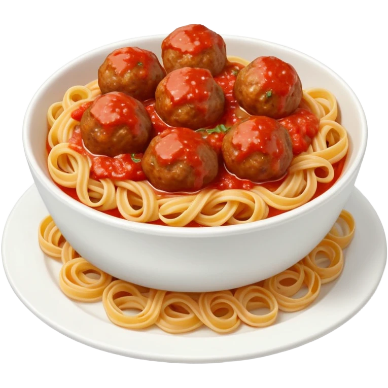 pasta and meatballs and sauce in a bowl emoji
