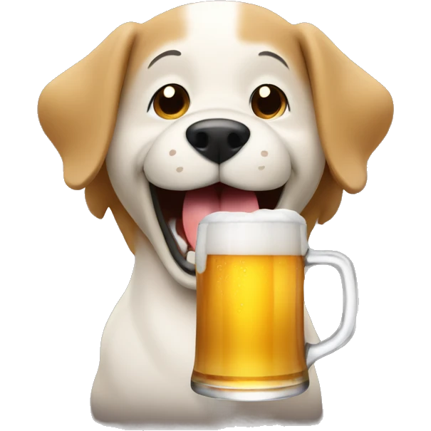 Dog drinkin a beer and laughin emoji