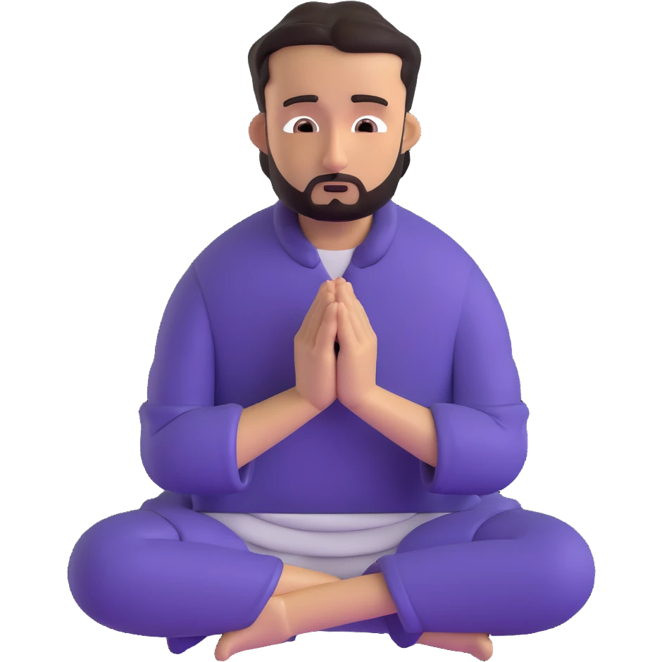 anxious man with hands clasped together in prayer position with worried expression emoji