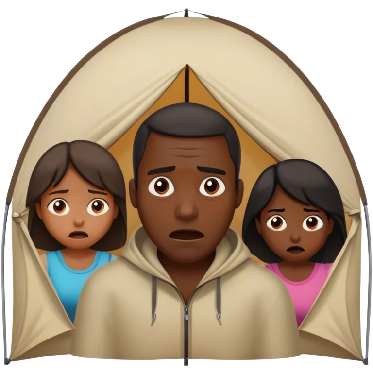 dark skinned black man standing outside of a tent scaring two girls inside of a tent emoji