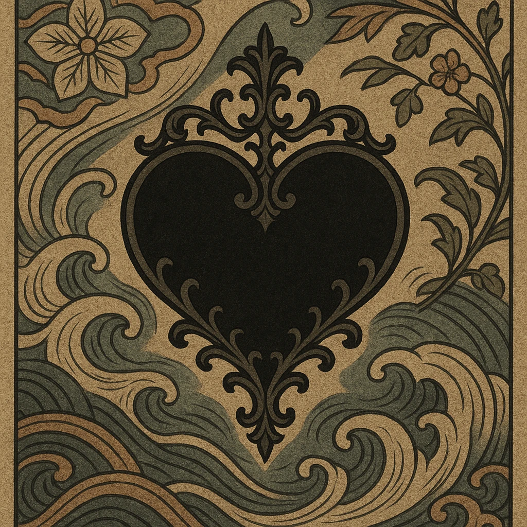 black gothic heart, ornate, dark, elegant emoji