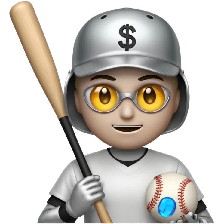 the 💣 emoji holding a baseball bat with money sign eyes emoji
