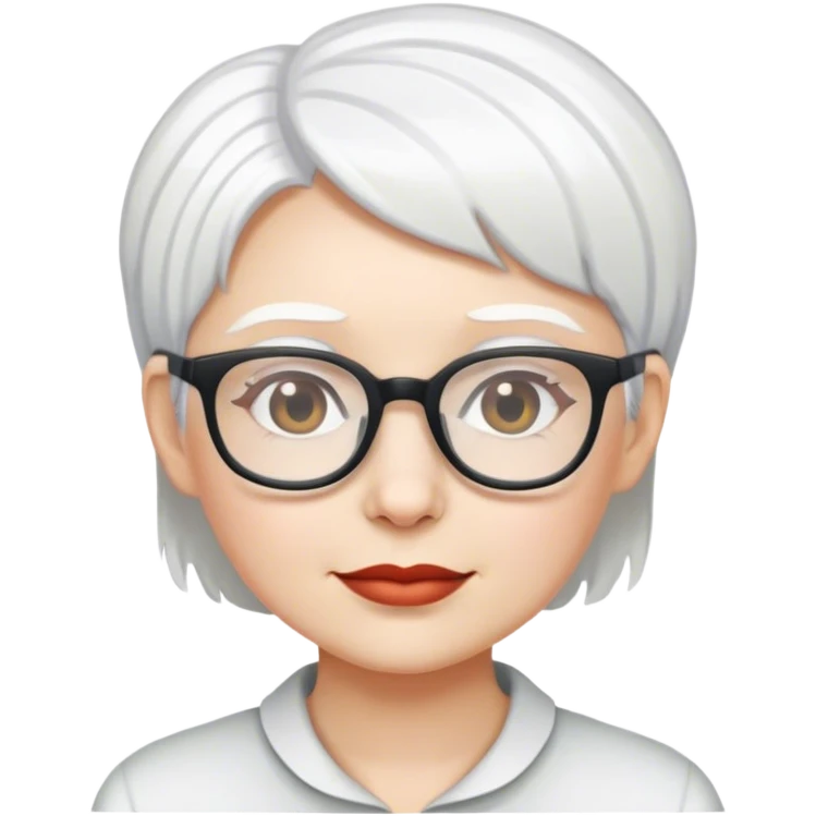 White skin woman short white hair glasses emoji