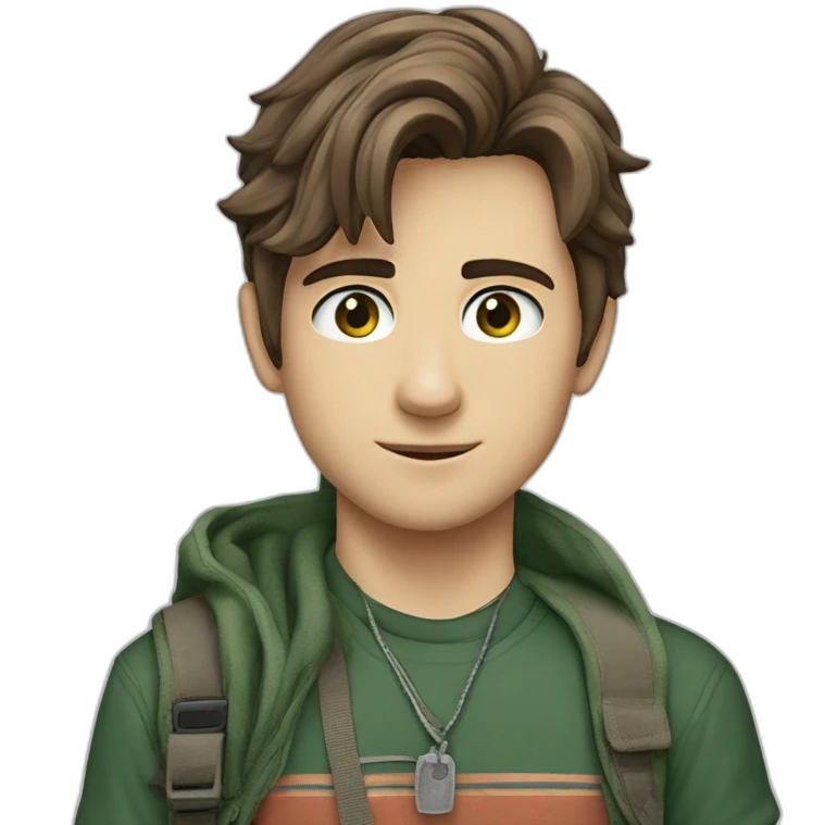 confident green-shirted boy staring emoji