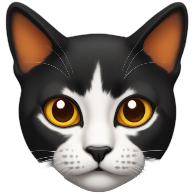 Black tricolor cat with orange and black head emoji
