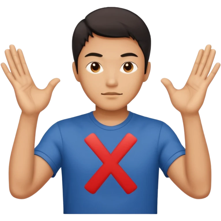 엑스자 표시를 하고 있는 캐쥬얼한 30대 남자로 만들어줘 동양인 emoji