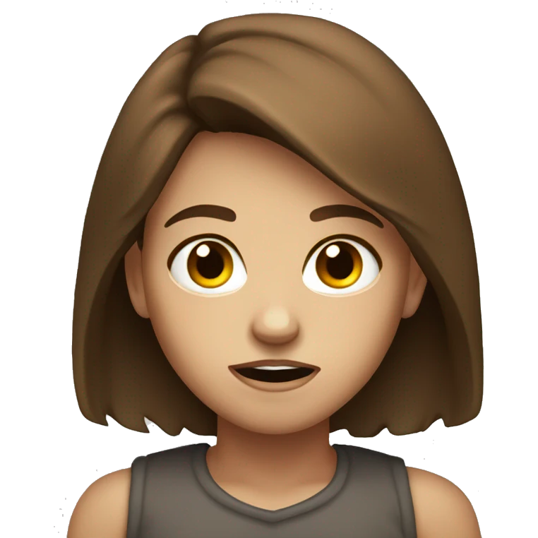 Pretty girl with brown hair angry emoji