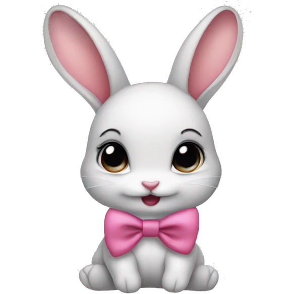 Baby bunny with coquette bow on ear emoji