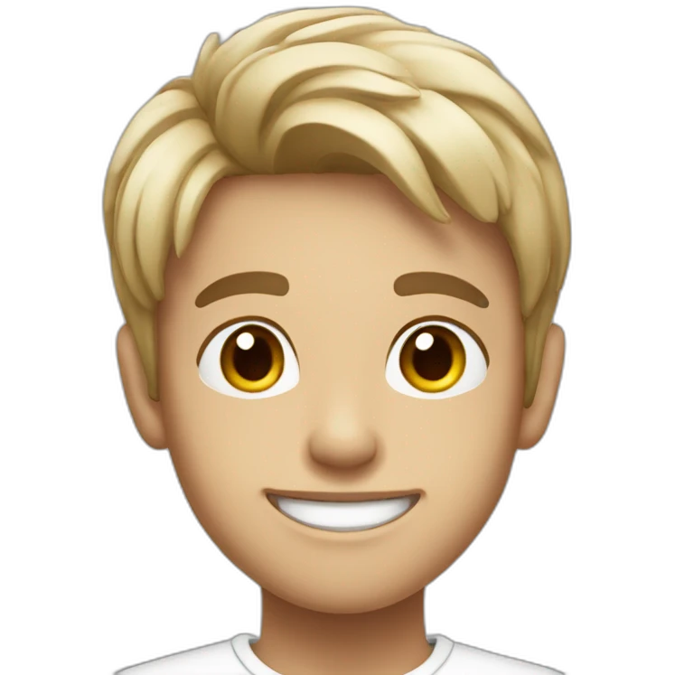 A boy age 16 with white colour and smiling  emoji