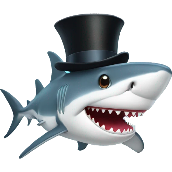 Shark with a top hat emoji