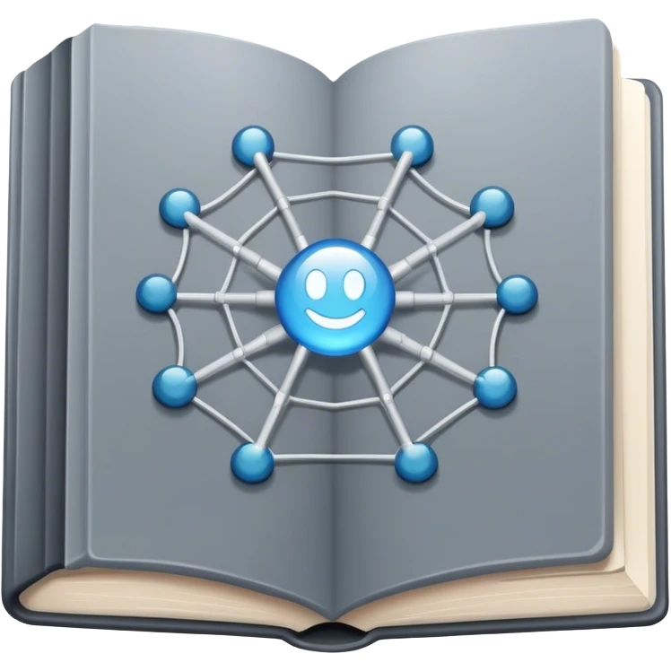 magical grey book of networking with a web emoji