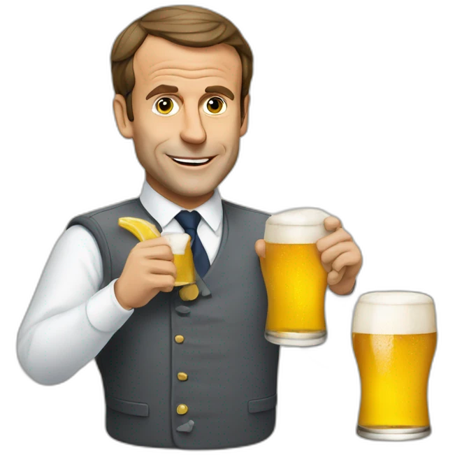 Macron qui boit une bière emoji
