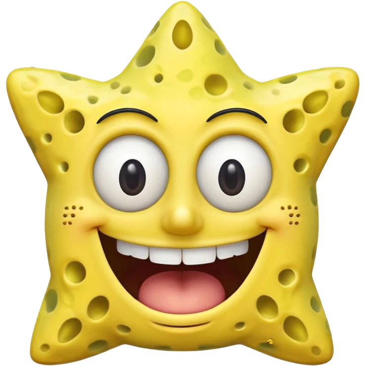 Star face SpongeBob mouth shape open happy emoji