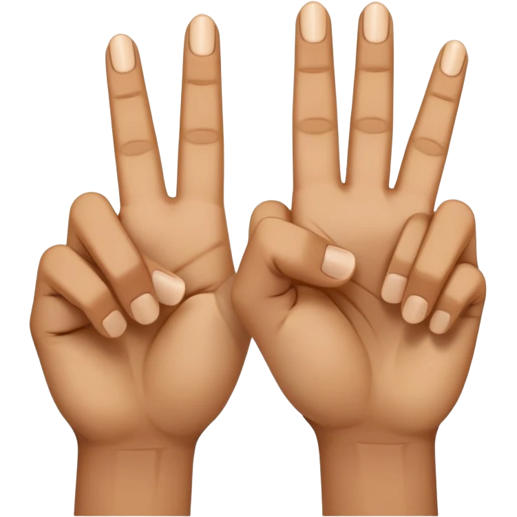 two hands using middle fingers straight and parallel to each other, index fingers pressing together at the apex to form a triangle, light brown skin tone emoji