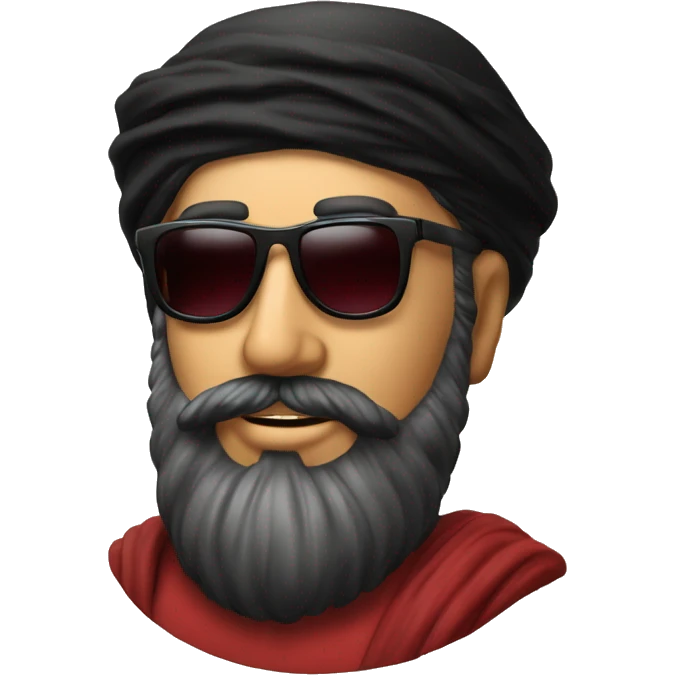 man in black sun glasses and black beard with red arafat emoji