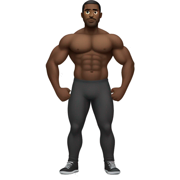 full body muscular black man with huge belly emoji