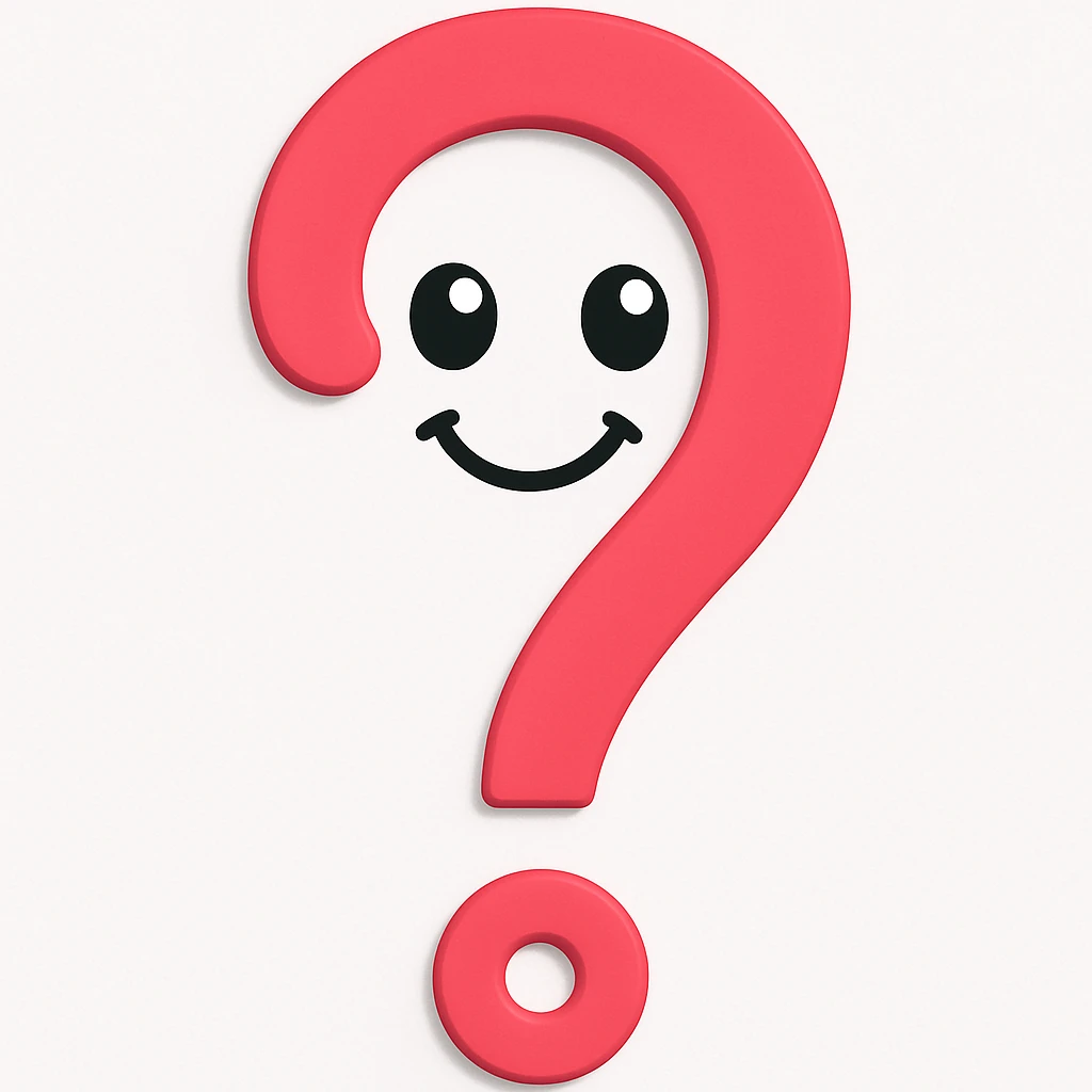 Add a smiling face to the funny question mark in the same style as the original image. emoji